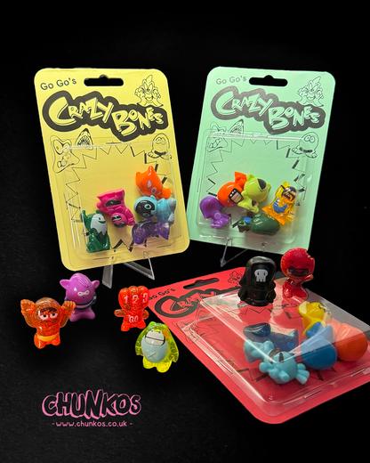 Vintage GO GO Crazy Bones - Real Authentic 80s/90s Vintage Collectible Toys - in Custom Retro Repacks by Chunkos Toys