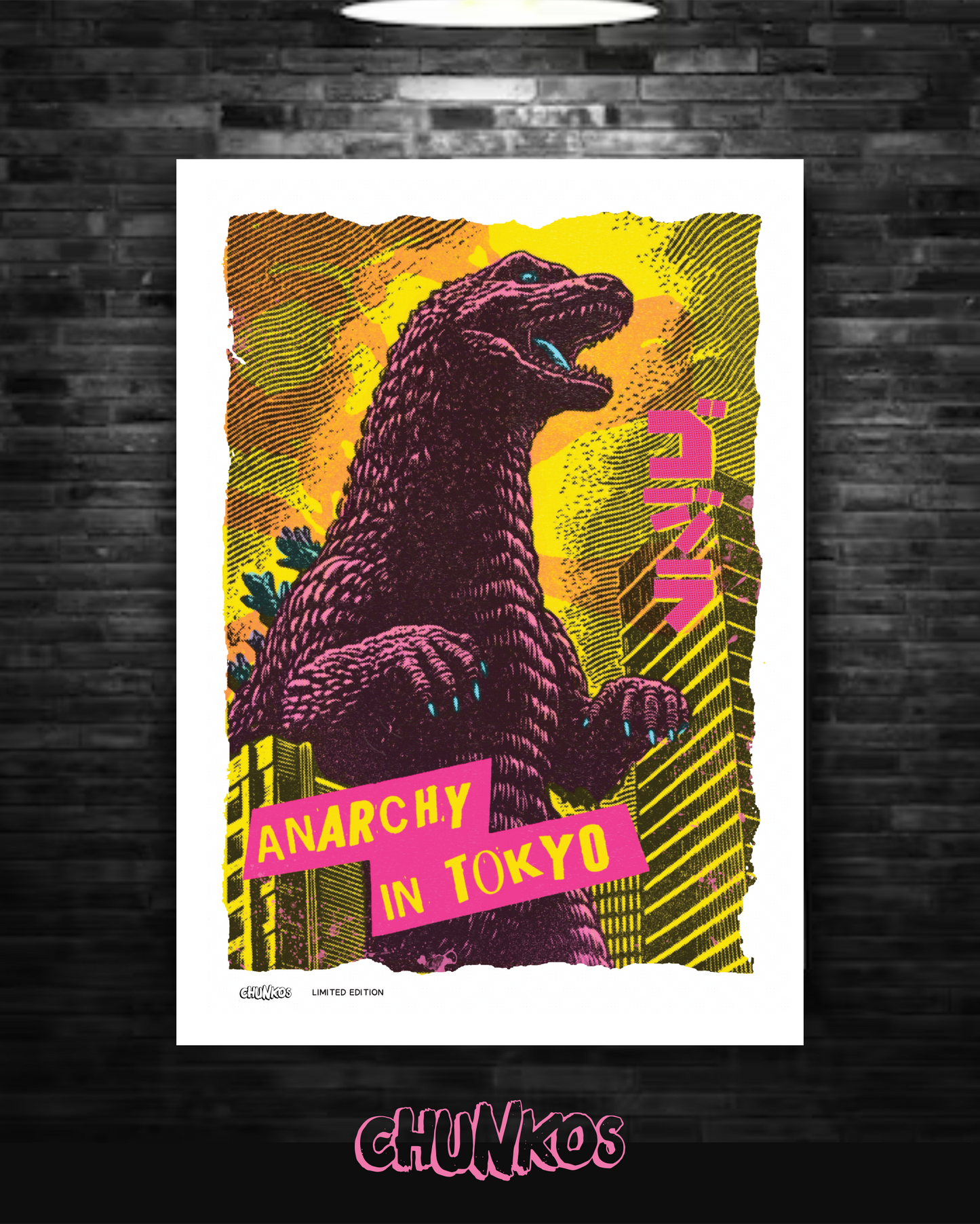 Anarchy in Tokyo Godzilla Art Print – Punk Rock Poster, Kaiju Wall Art