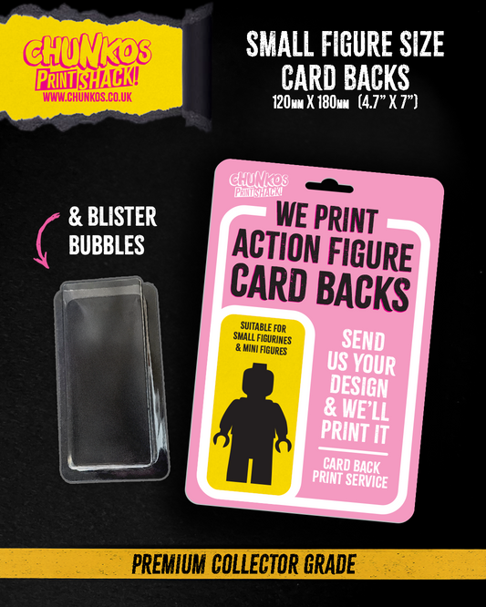 Mini Figure Custom Card Backs – Premium Collector Grade Quality & Blister Bubble Packaging