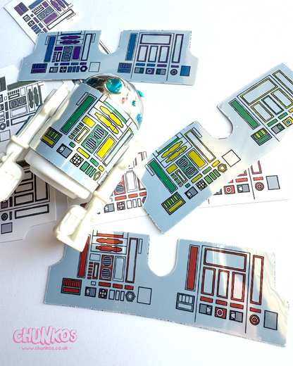 Custom Droid Stickers for Vintage Kenner Droid Figures – Pre-Cut in Multiple Colors